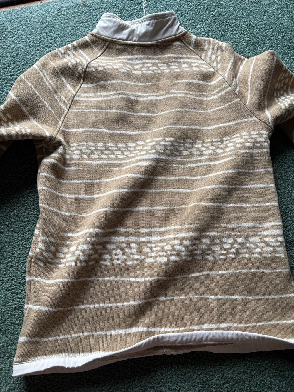 The North Face Men's Tan and White Patterned Half-Zip Fleece